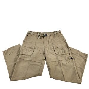 LL Bean Mens L Reg Khaki Nylon Convertible Zip Off Cargo Hiking Pants 0CFK5